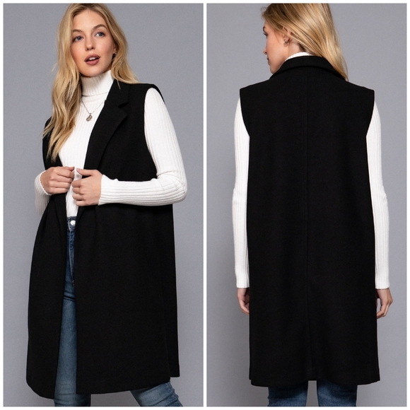 Sophisticated Chic Black Peacoat Vest - Picture 4 of 7